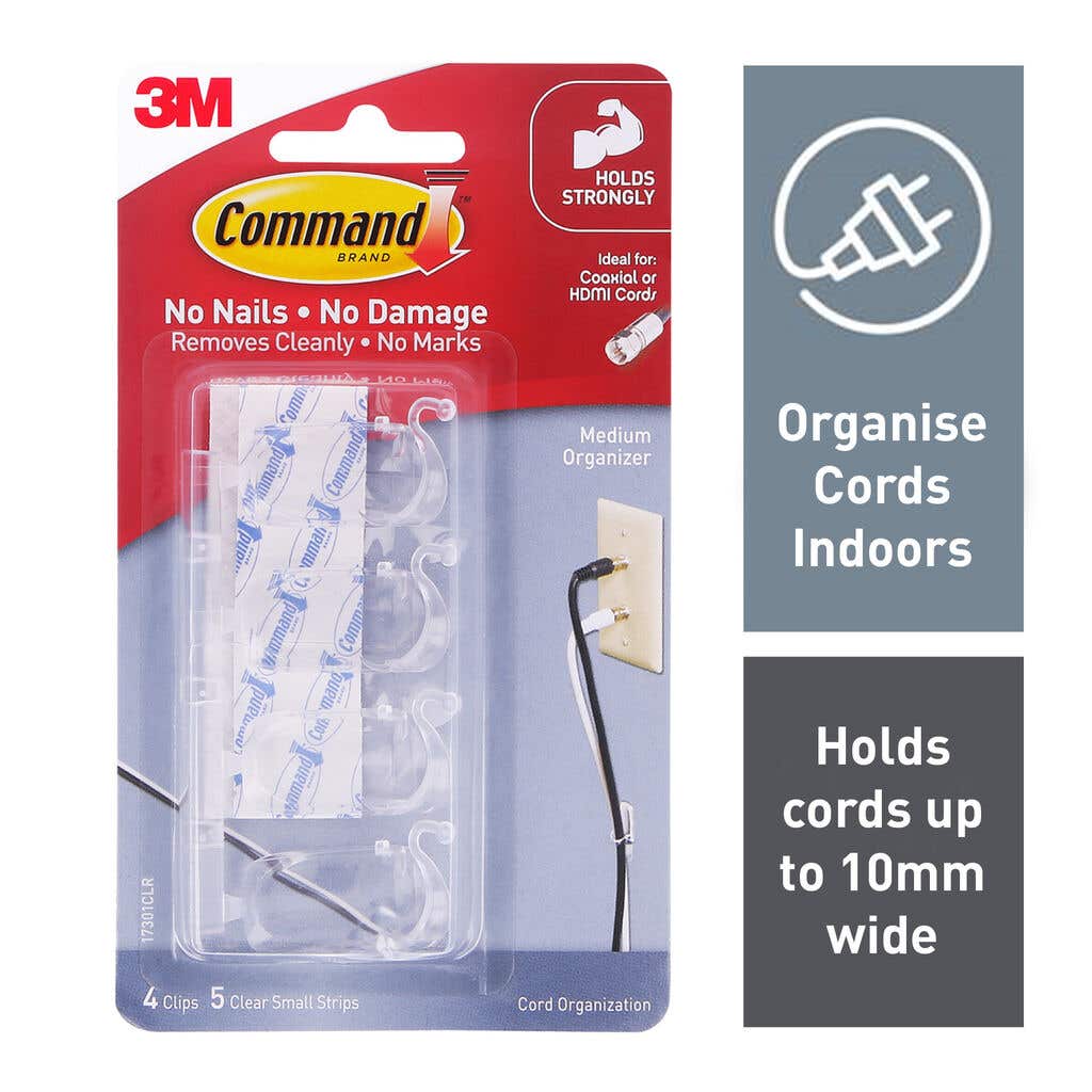 Command Cord Hooks Clear Medium - 4 Pack
