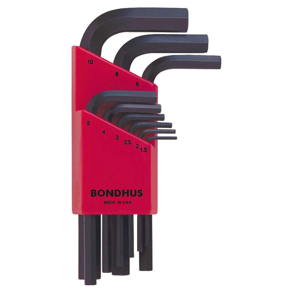Bondhus Hex End L-Wrench Hex Key Set Metric Short - 9 Piece