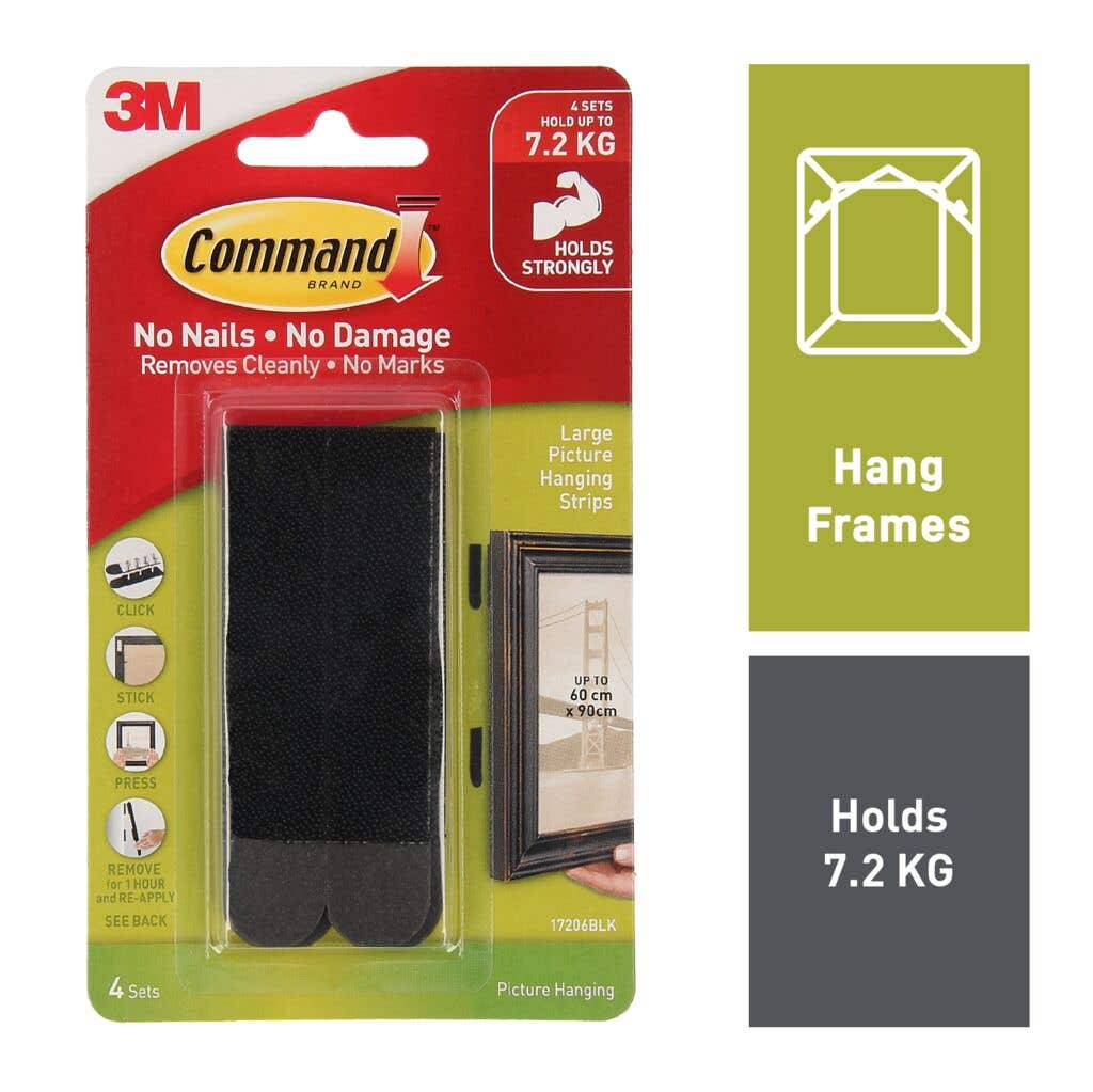 Command Picture Hanging Strips Large Black - 4 Pack