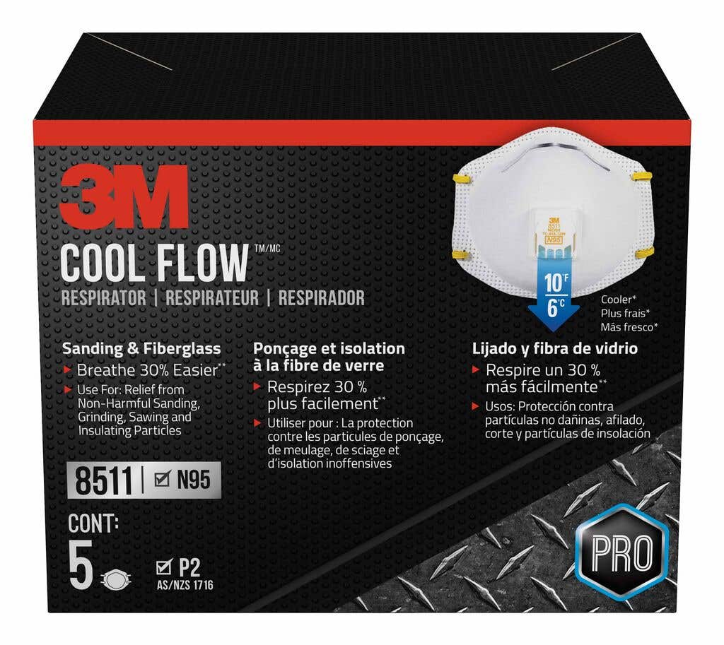 3M Cool Flow Sanding/Fiberglass Respirators - 5 Pack