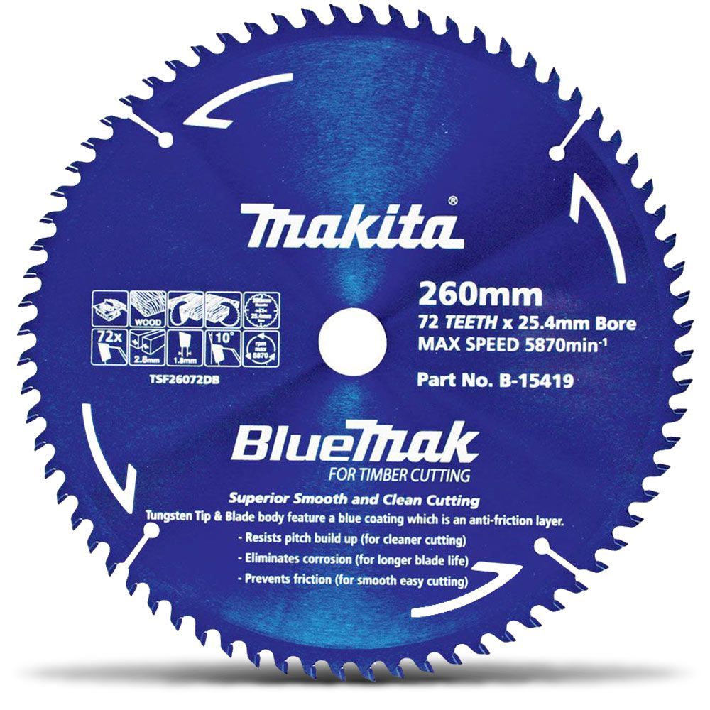 Makita 260mm 72T Tct Circular Saw Blade For Wood Cutting - Table Saws - Bluemak