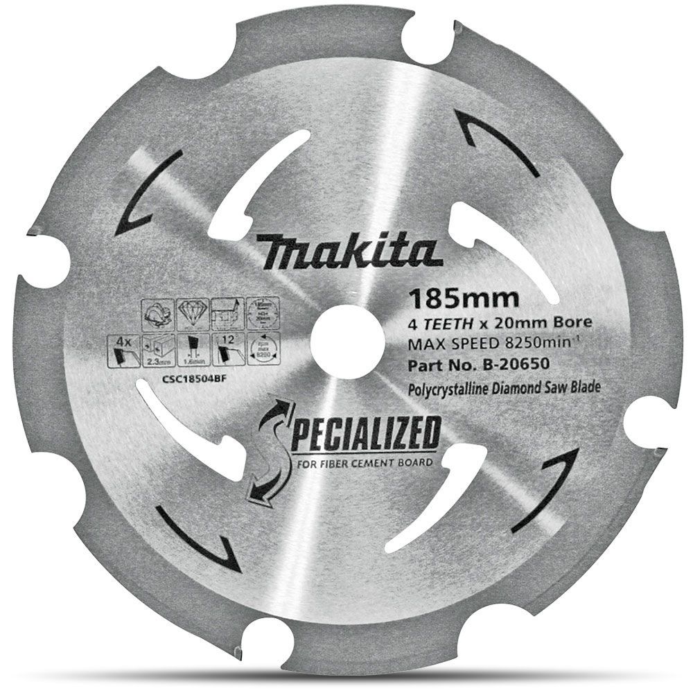 Makita 185mm 4T Pcd Circular Saw Blade For Fibre Cement Cutting - Specialized