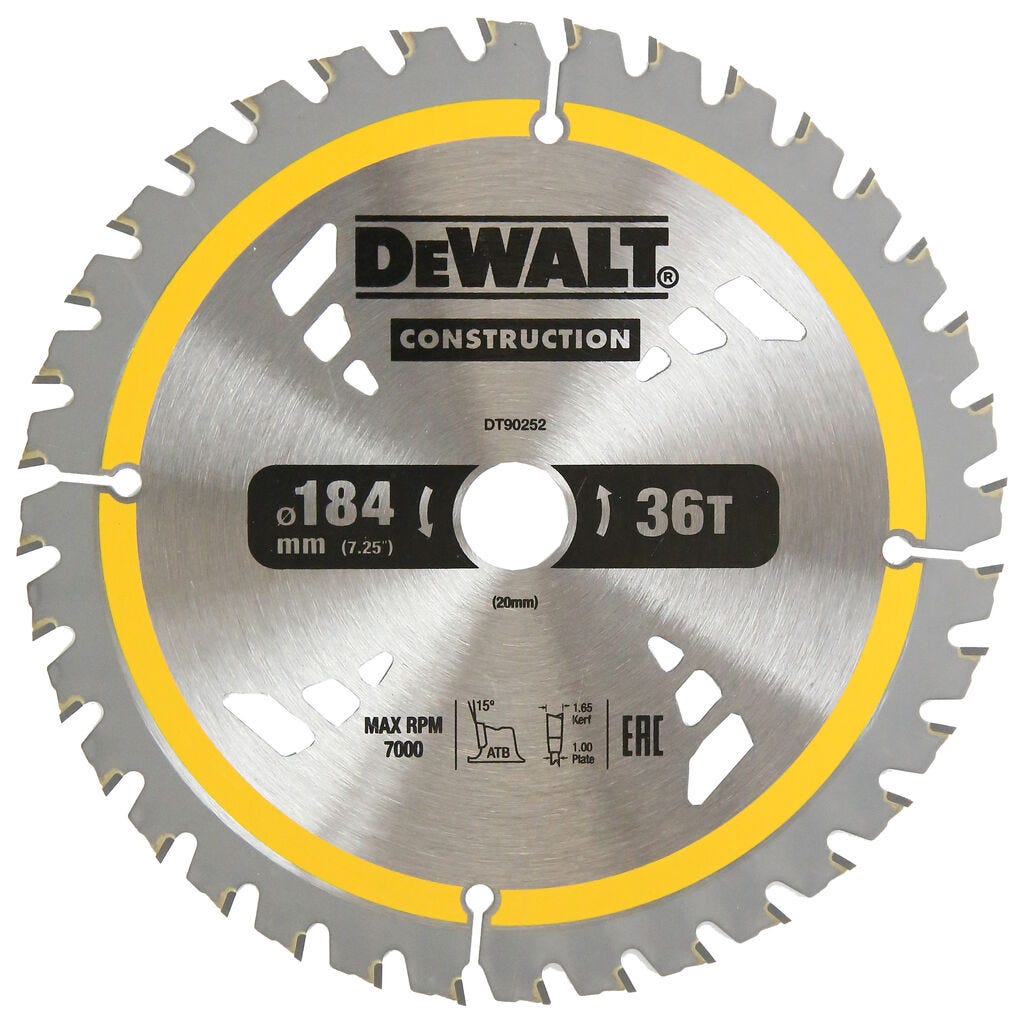 DeWALT Construction Circular Saw Blade 185mm 36T
