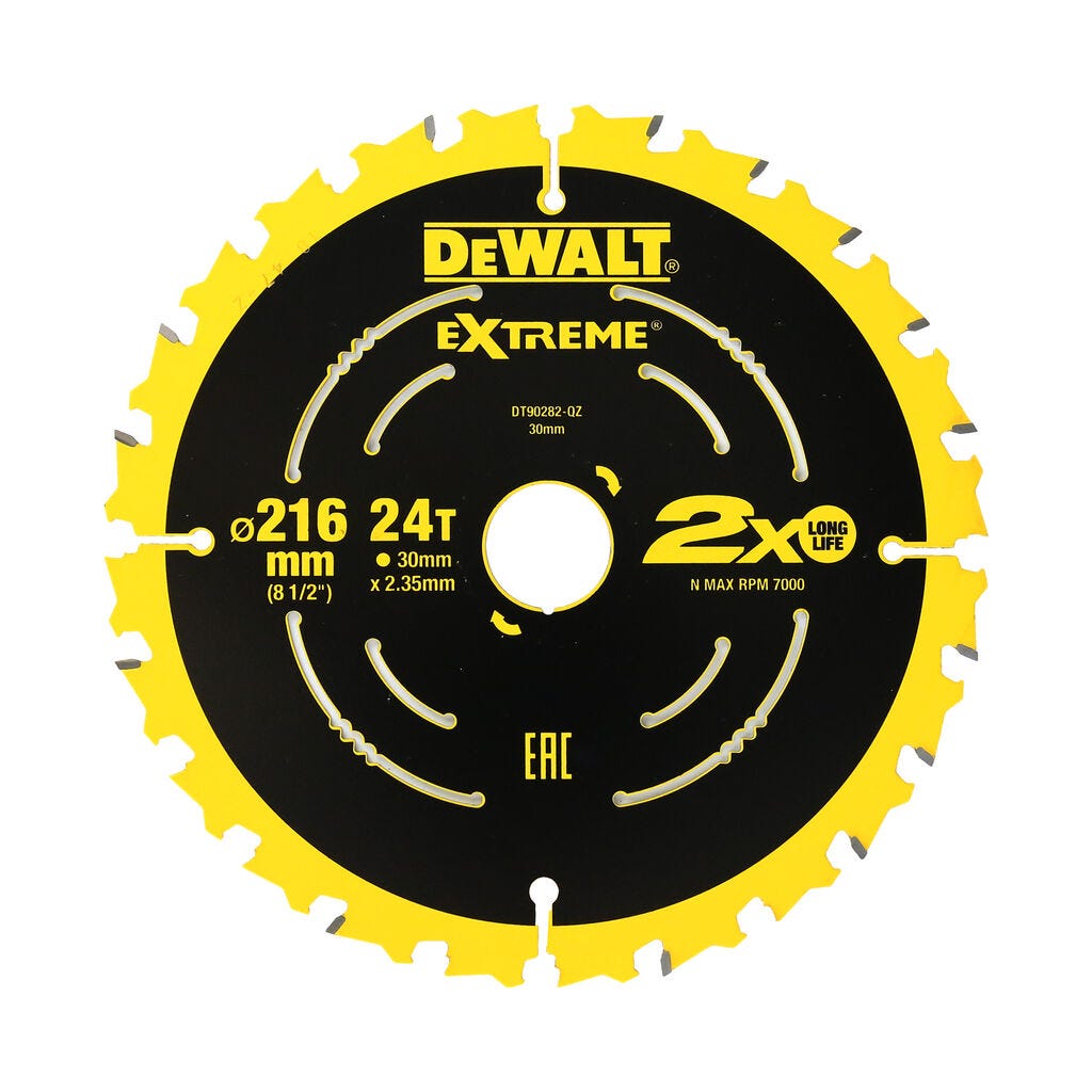DeWALT Extreme Circular Saw Blade 24T 216mm