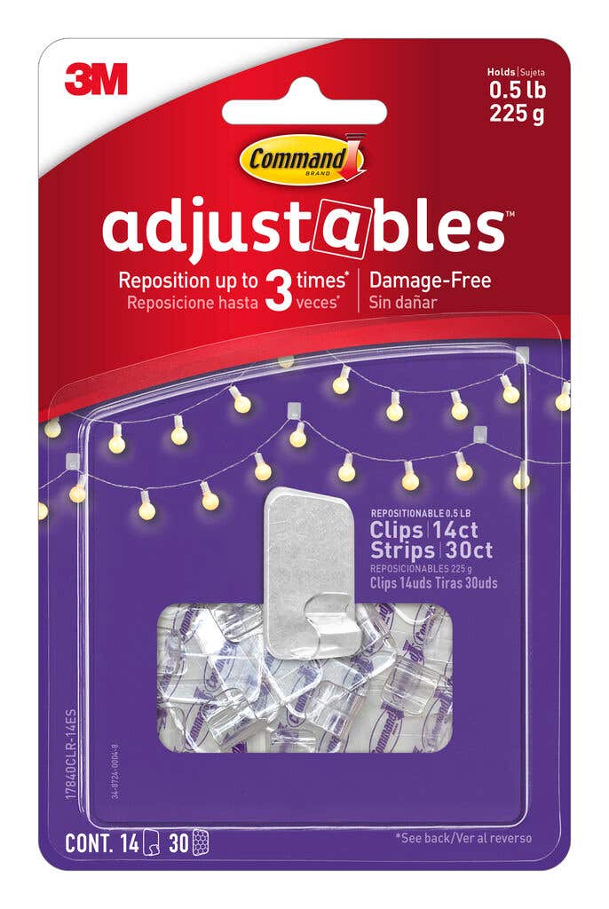 Command™ Adjustables™ Adhesive Small Repositionable Wall Clips Clear - 14 Pack