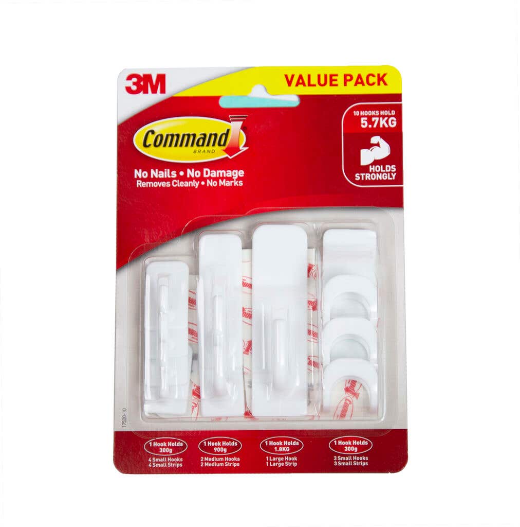 Command Mixed Adhesive Hooks White - 10 Pack