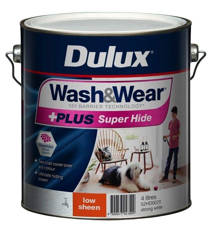 Dulux Wash & Wear +Plus Super Hide Low Sheen Strong White