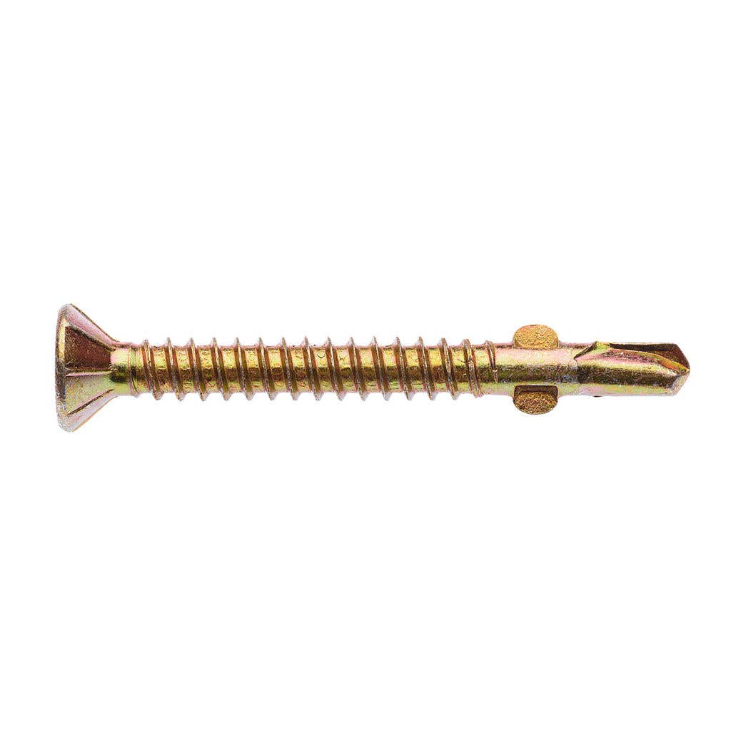 Zenith Metal Screws Countersunk Ribbed Head with Wings Gold Passivated 10G x 45mm - 50 Pack