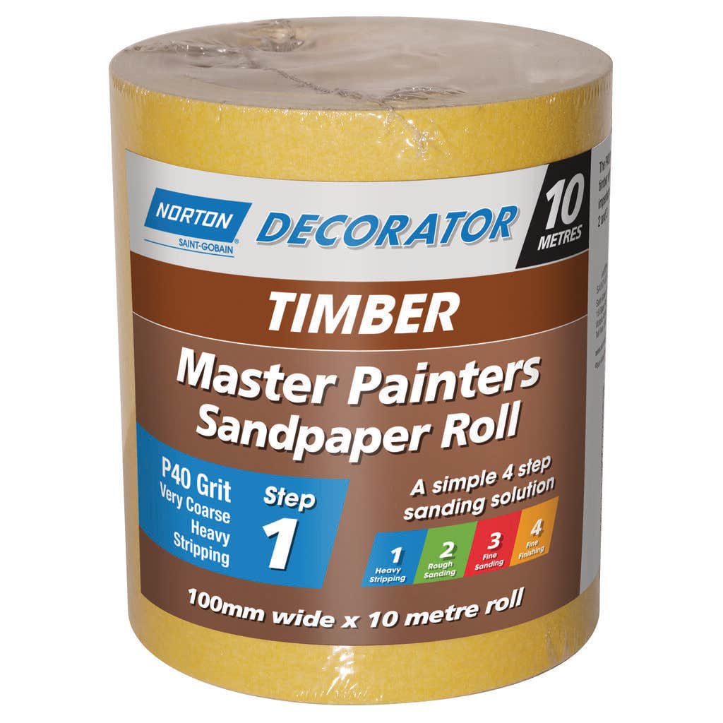 Norton Painters Sandpaper Roll P40 Grit 100mm x 10m