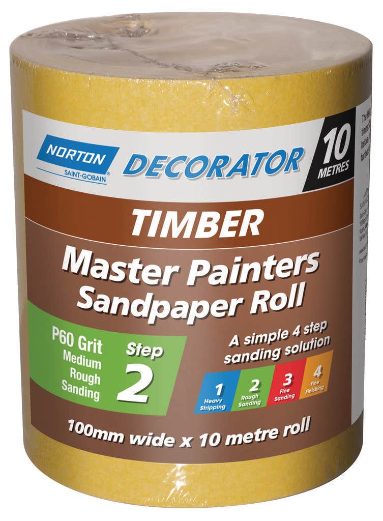 Norton Painters Sandpaper Roll P60 Grit 100mm x 10m