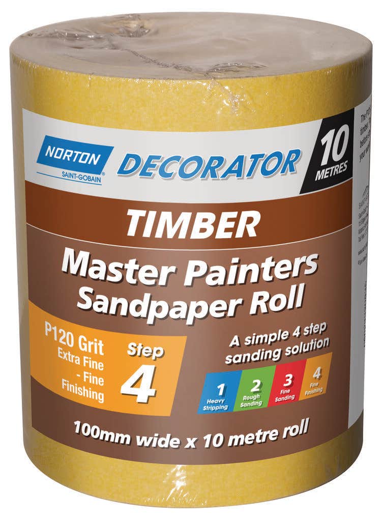 Norton Painters Sandpaper Roll P120 Grit 100mm x 10m