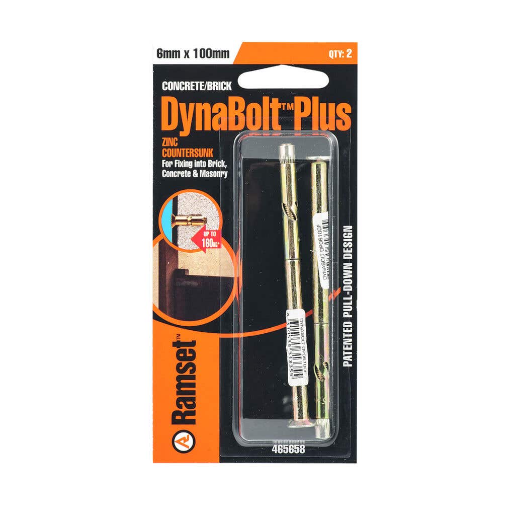 Ramset Dynabolt Plus Countersunk Gold Passivated 6 x 100mm - 2 Pack