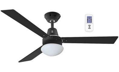 Coolway Ceiling Fan With Light Remote Black/Walnut Reverse 3 Blade 120cm