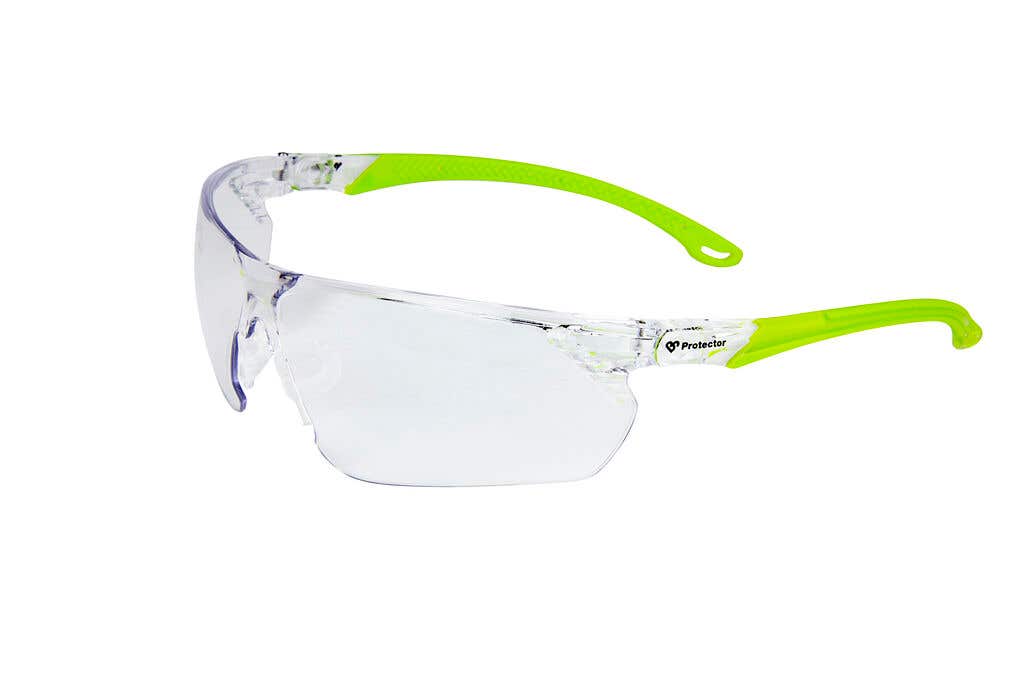 3M Hi-Vis Protector Safety Glasses Green Clear