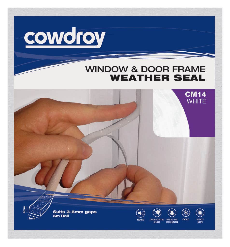 Cowdroy Window and Door Weather Seal White 6 x 9mm x 5m