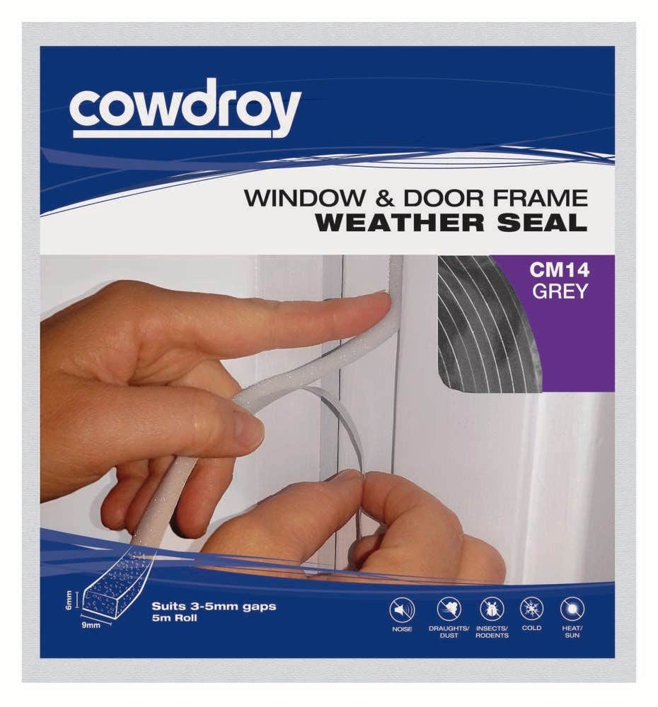Cowdroy Window and Door Weather Seal Grey 6 x 9mm x 5m