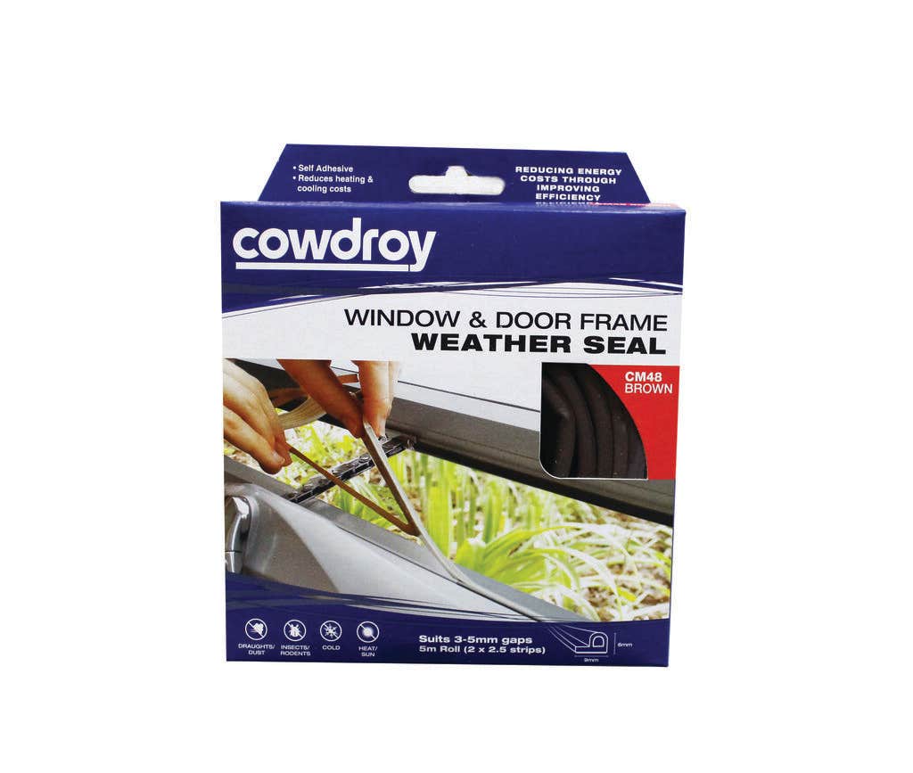 Cowdroy Window and Door Frame Weather Seal Brown 6 x 9mm x 5m