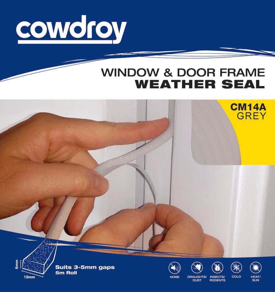 Cowdroy Window and Door Weather Seal Grey 6 x 19mm x 5m