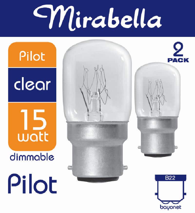 Mirabella Pilot Dimmable Globe 15W BC Clear - 2 Pack