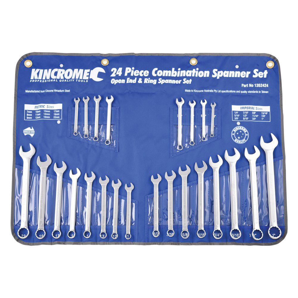 Kincrome 24 Piece Combination Spanner Set - Imperial & Metric 1352424