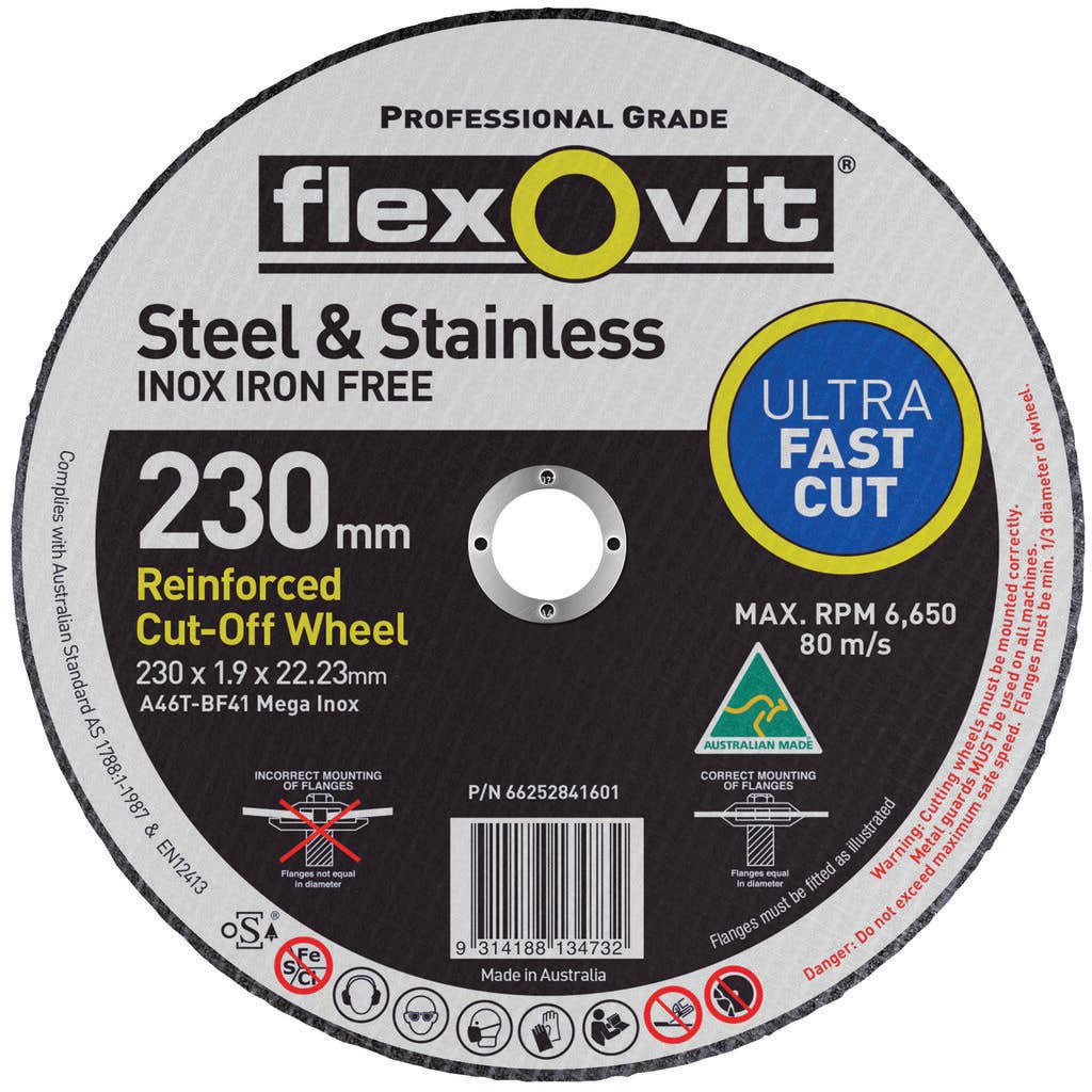 Flexovit Metal Cut-Off Wheel Ultra Thin 230 x 1.9 x 22.2mm