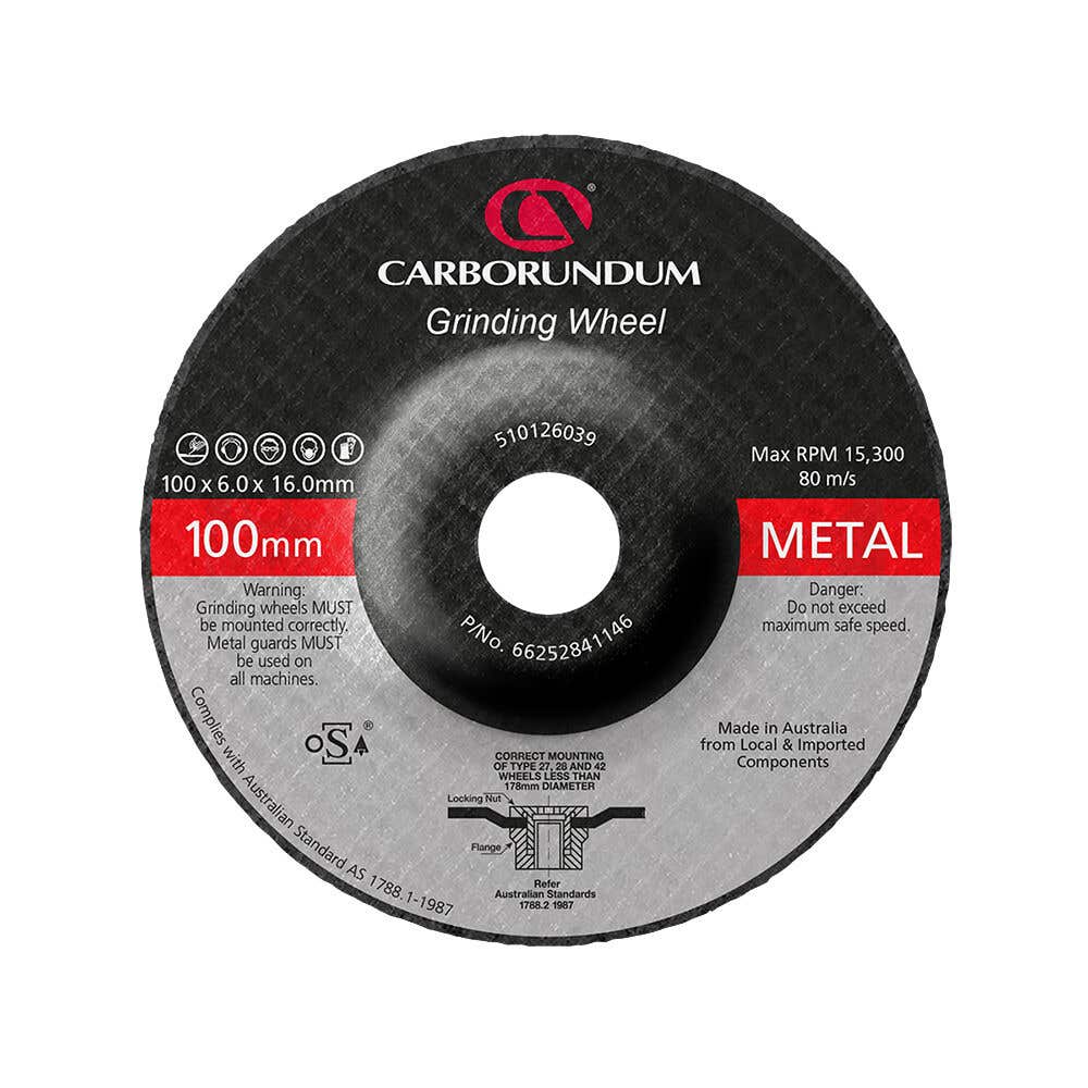 Carborundum Metal Grinding Wheel 100 x 6 x 16mm - 5 Pk