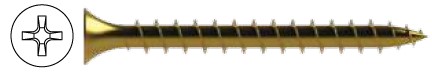 Otter Plasterboard Screw -  Laminating Coarse Thread Bugle Head Phillips Drive - Zinc Gold Plated 10g x 40mm - 500 Pack