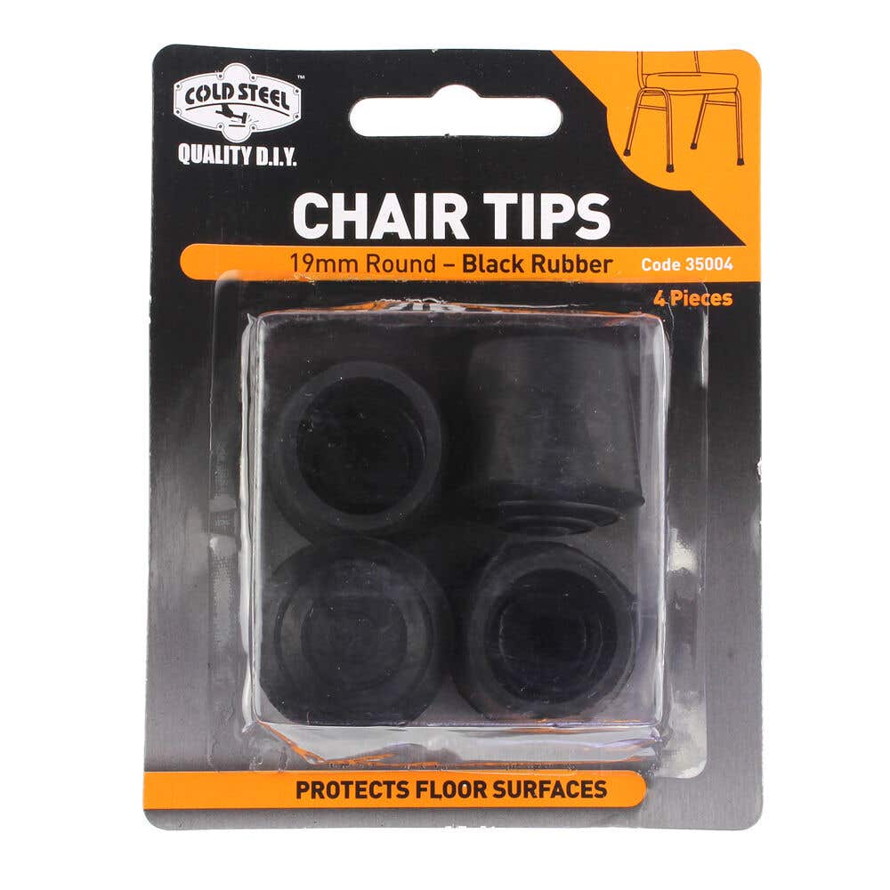 Cold Steel Chair Tips Round Black Rubber 19mm - 4 Pack