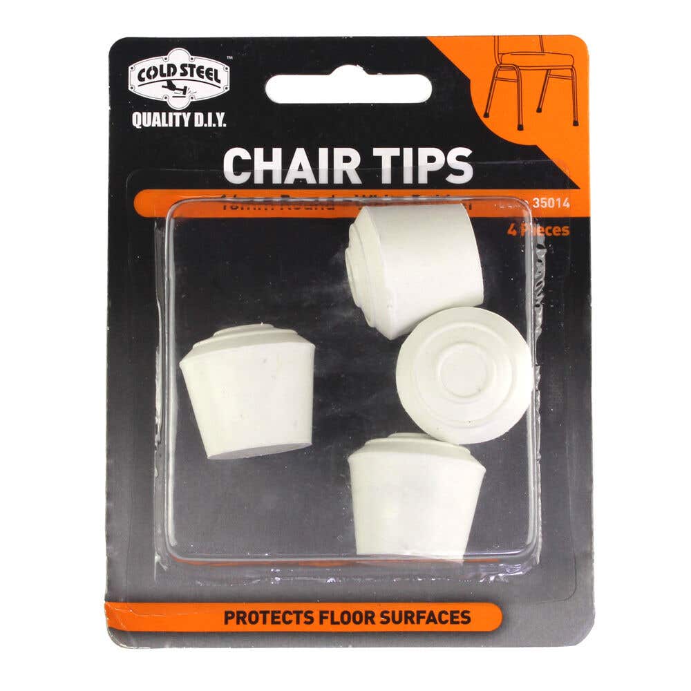 Cold Steel Chair Tips Round White Rubber 16mm - 4 Pack