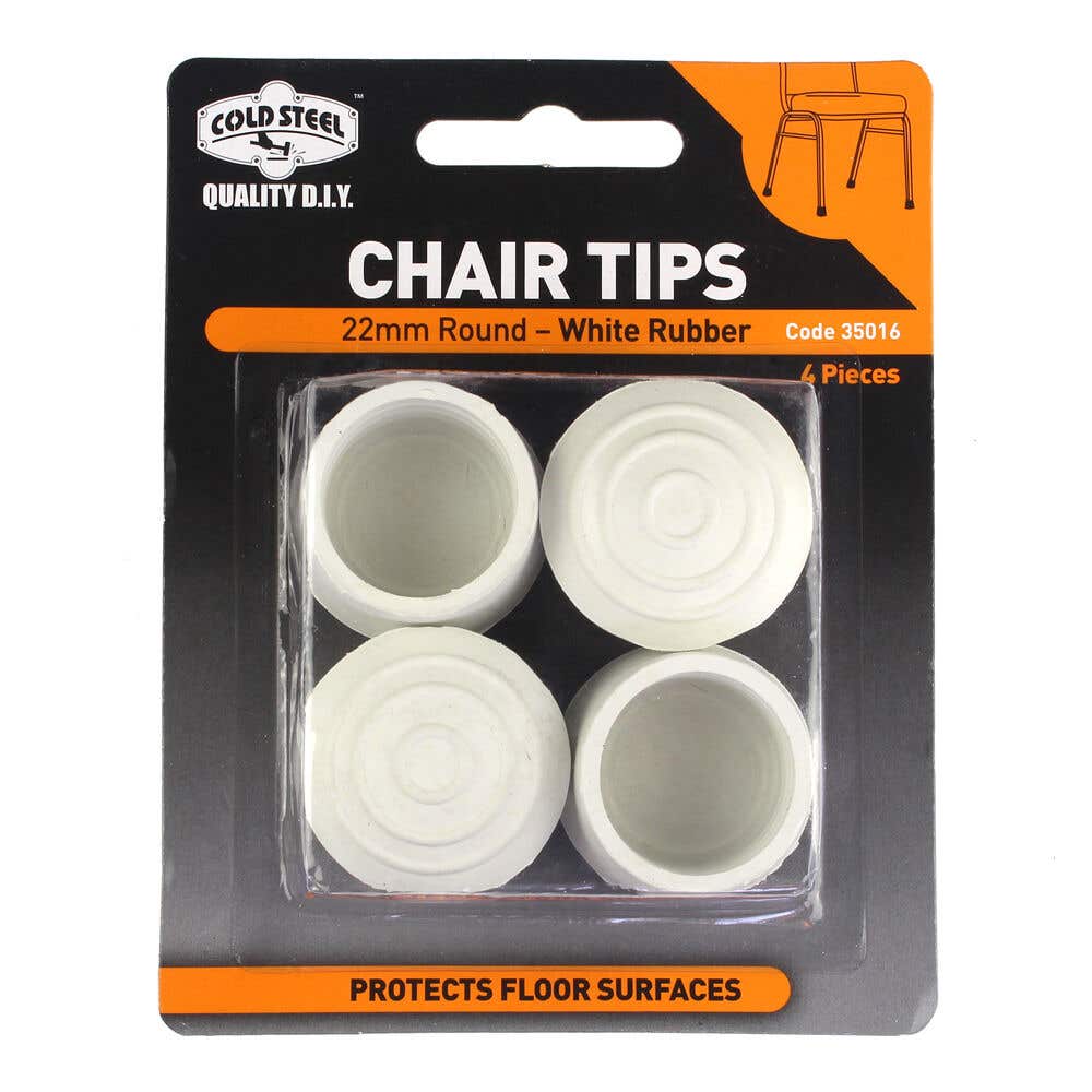 Cold Steel Chair Tips Round White Rubber 22mm - 4 Pack