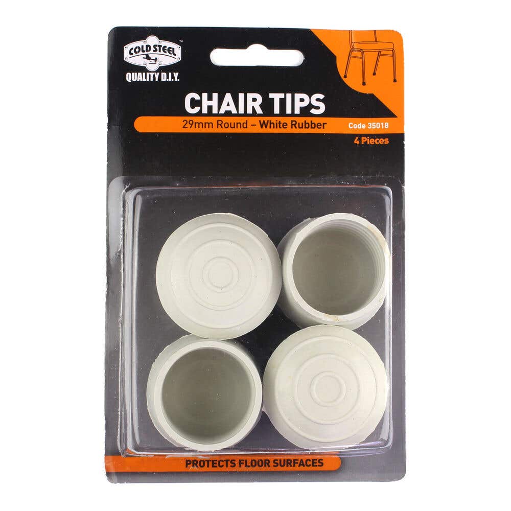 Cold Steel Chair Tips Round White Rubber 29mm - 4 Pack