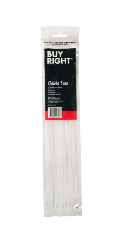Buy Right® Cable Ties 300 x 4.8mm - 25 Pack