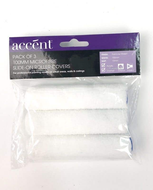 Accent Microfibre Roller Cover 100mm 4mm Nap - 3 Pack