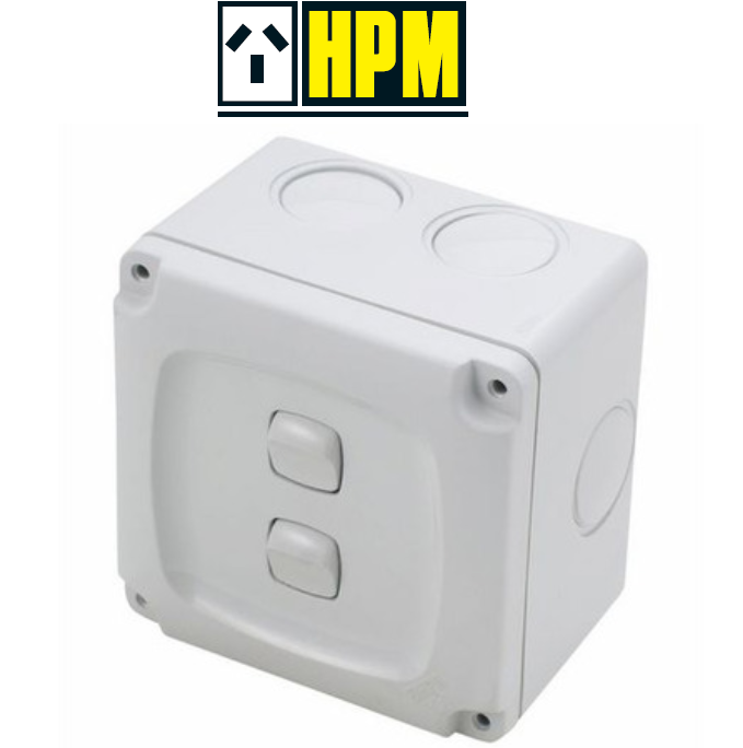 HPM Weatherproof 2 Gang Switch IP56 10A 240V