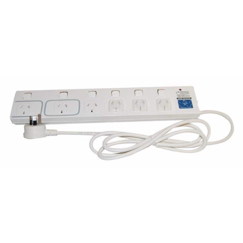 HPM Surge Powerboard White 6 Outlet