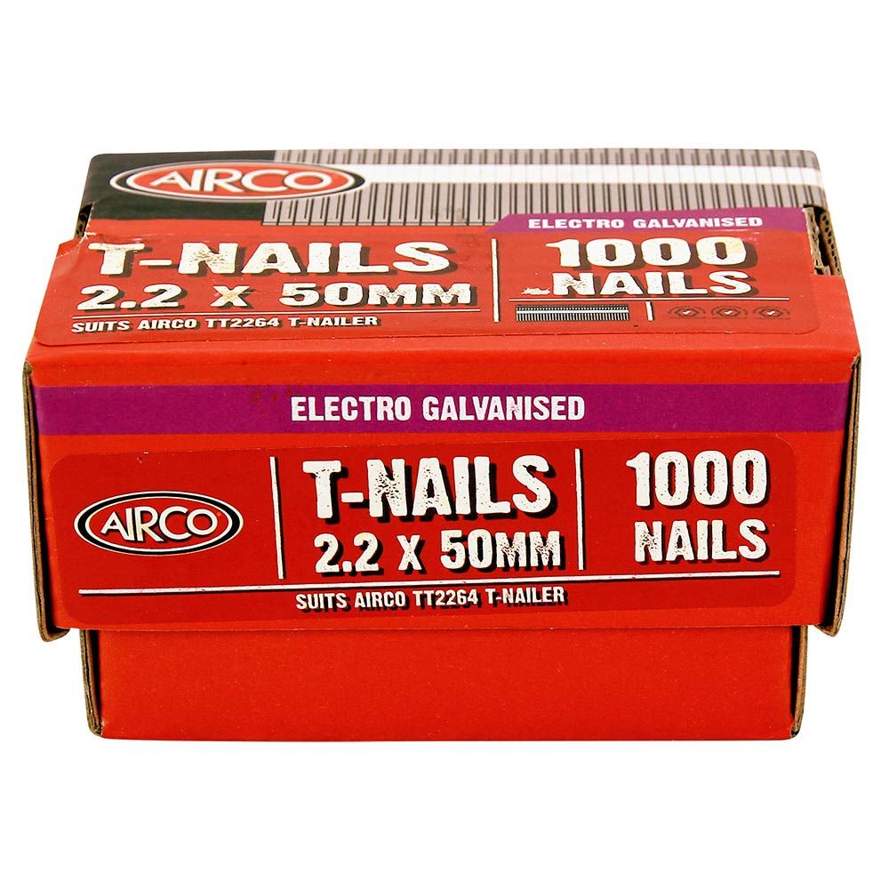 Airco T-Nails - 50 X 2.2mm - 1,000 Box