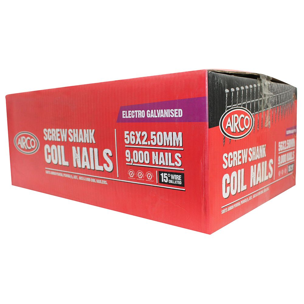 Airco Fencing Coil Nail - 56 X 2.5mm Ya56251S - 9,000 Box