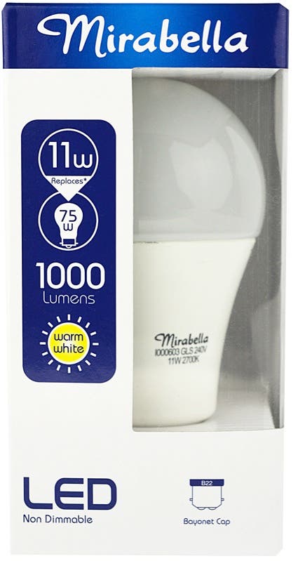 Mirabella LED Globe GLS BC 11w Warm White
