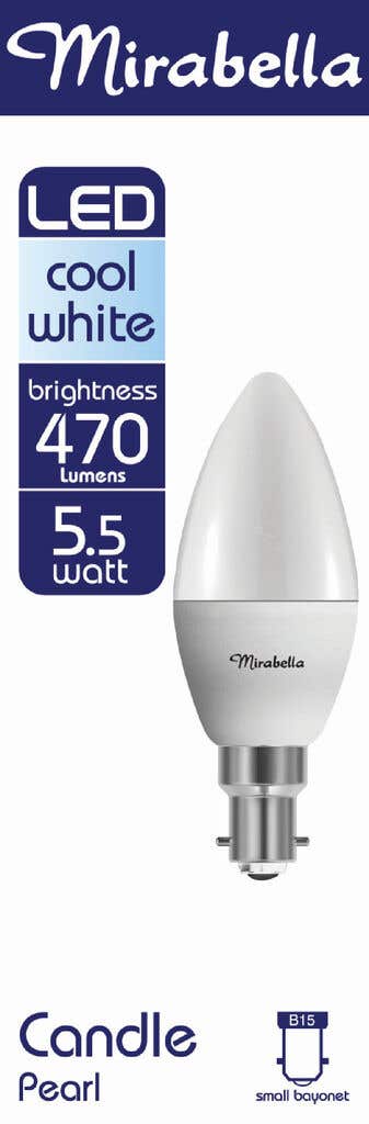 Mirabella LED Candle Globe 5.5W SBC Cool White