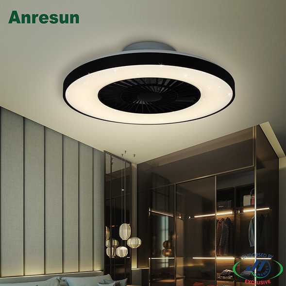 Anresun 40W Round Ceiling Fan with LED Light in White and Black