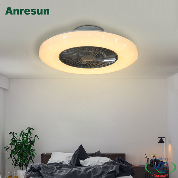 Anresun 40W Round Ceiling Fan with LED Light in White