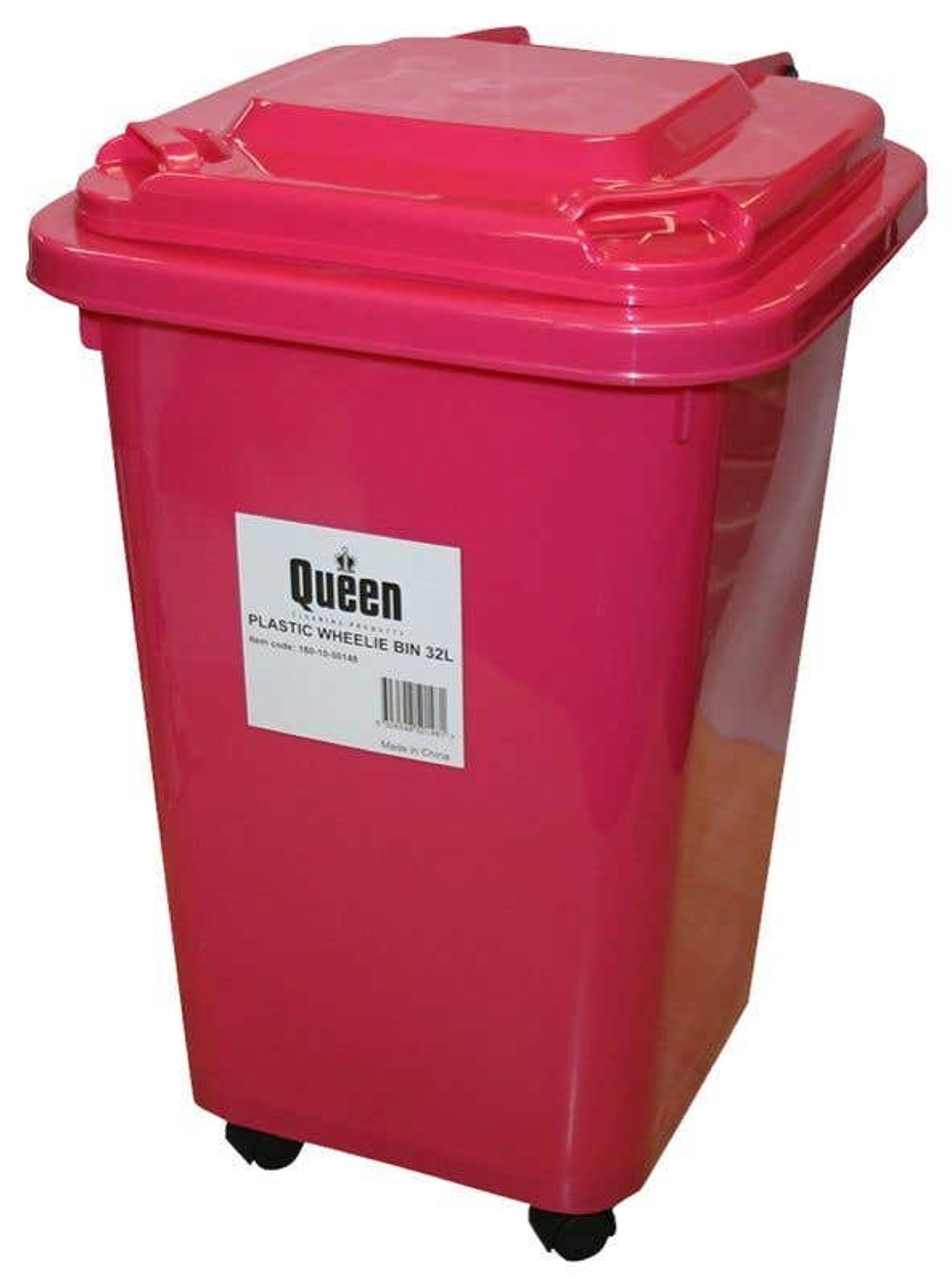 Queen Wheelie Bin Plastic Pink 32 Litre