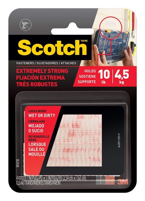 Scotch Extreme Fasteners Clear Strips 2.6 x 7.6cm - 2 Pack
