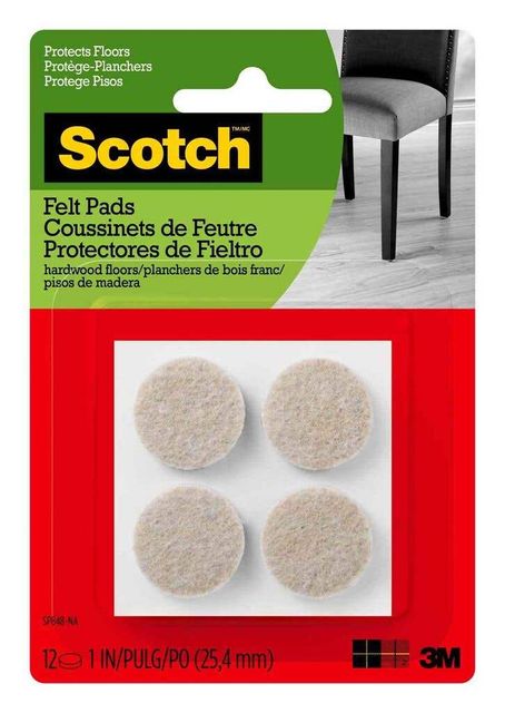 Scotch Round Felt Pads Beige 25mm - 12 Pack