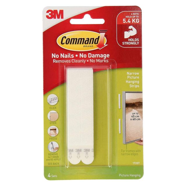 Command Picture Hanging Strip White Narrow - 4 Pack
