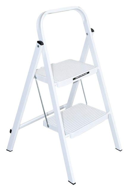 Werner 2 Step Steel Ladder White 100kg Domestic