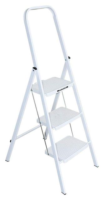 Werner 3 Step Steel Ladder White 100kg Domestic