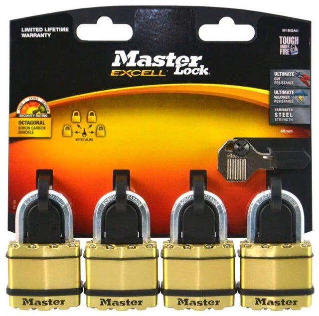Master Lock Excell Laminated Padlock 45mm - 4 Pack