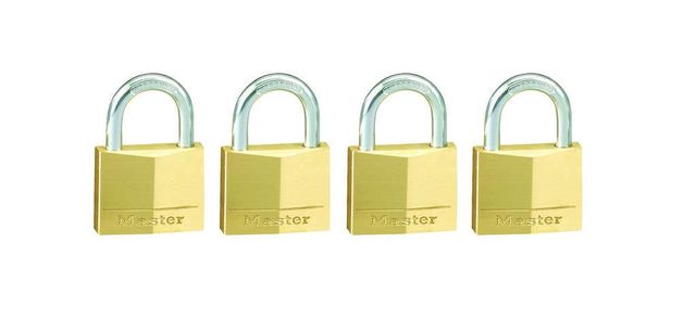 Master Lock Brass Padlock 30 x 16mm - 4 Pack