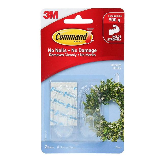 Command Medium Hook Clear - 2 Pack